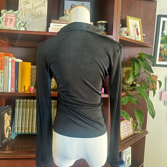 Black Ruched Button-Up Top - Picture 2 of 2